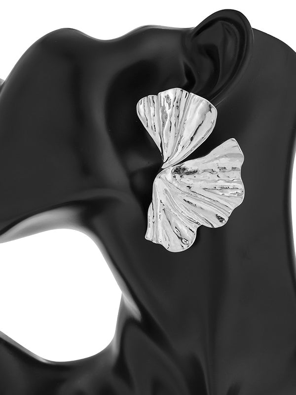 Boucles d'oreilles géométriques plissées couleur unie