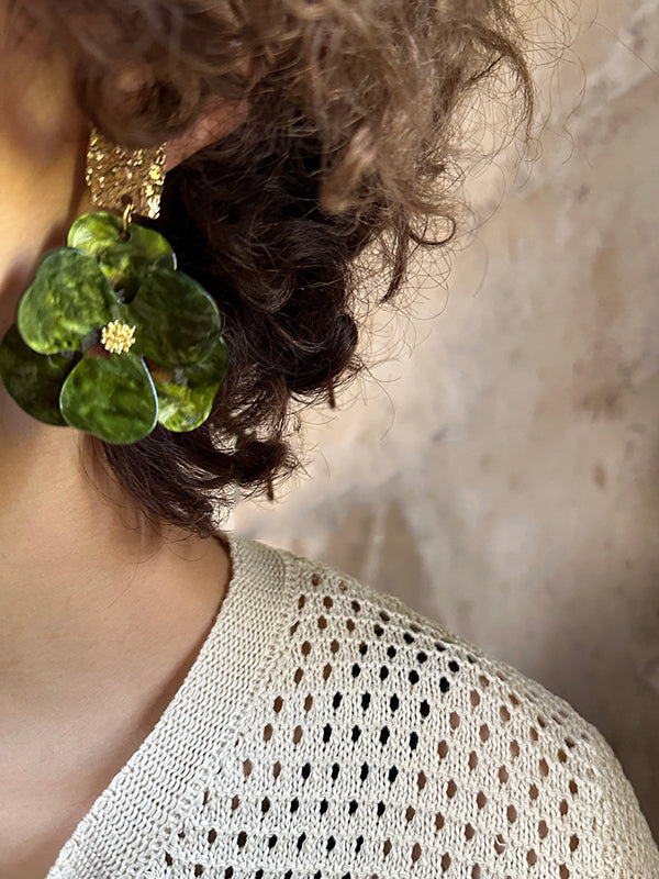 Boucles d'oreilles pendantes en forme de fleur