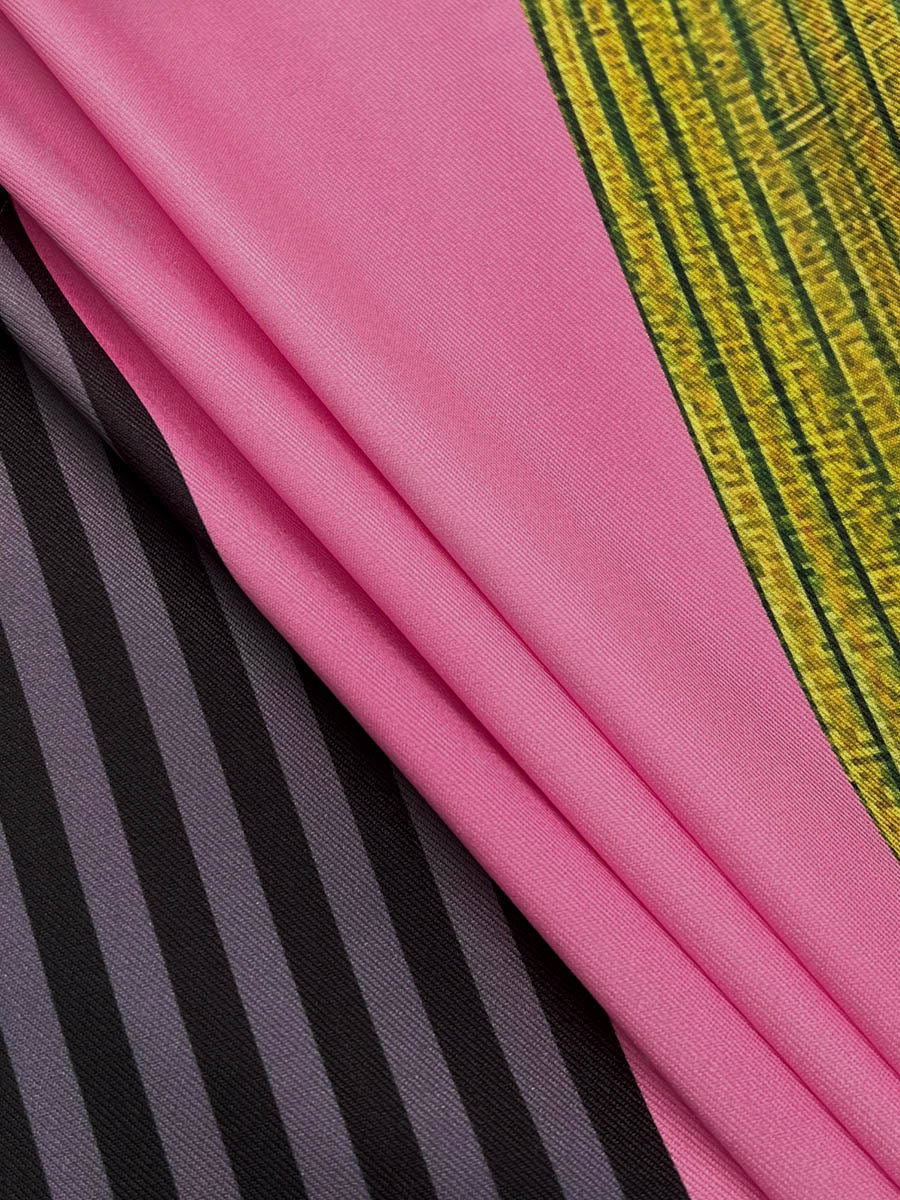 Pantalon ample imprimé rayé décontracté à jambes larges, à cordon de serrage, couleur contrastée