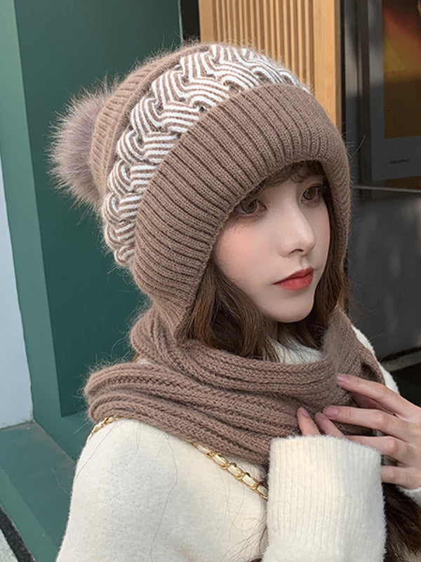 Ensemble écharpe et bonnet en jacquard, 7 coloris