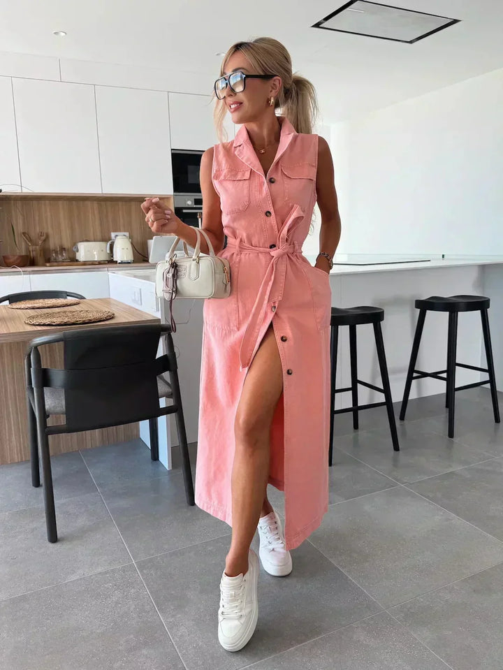 Cressida | Robe maxi en denim fluide élégante