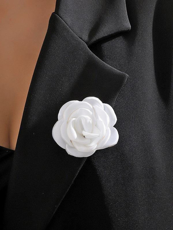 Broche à fleurs en 3D, couleur unie