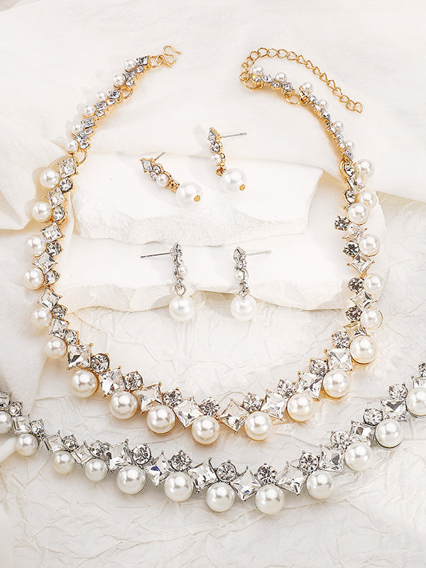 Parure collier et boucles d'oreilles géométrique