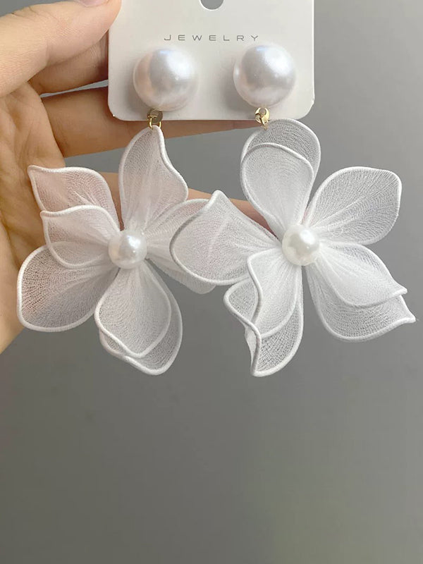 Boucles d'oreilles en forme de fleur, en gaze