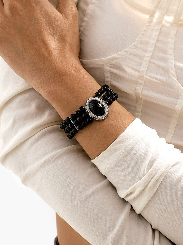 Bracelet réglable géométrique à chaîne, à strass
