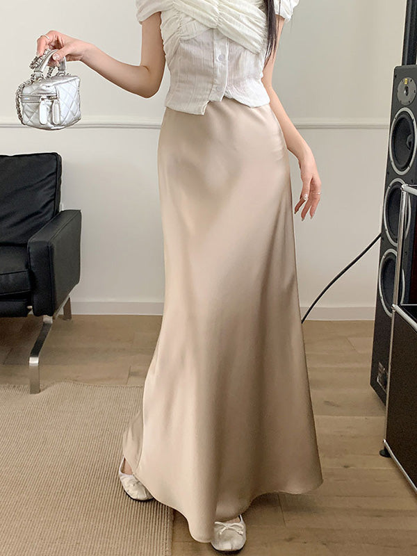 Jupe coupe sirène, à taille élastique, couleur unie
