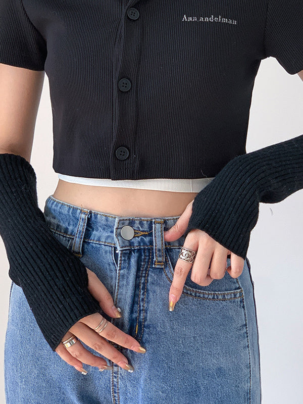 Tricot de laine décontracté, garde au chaud, accessoires chauffe-bras de couleur unie
