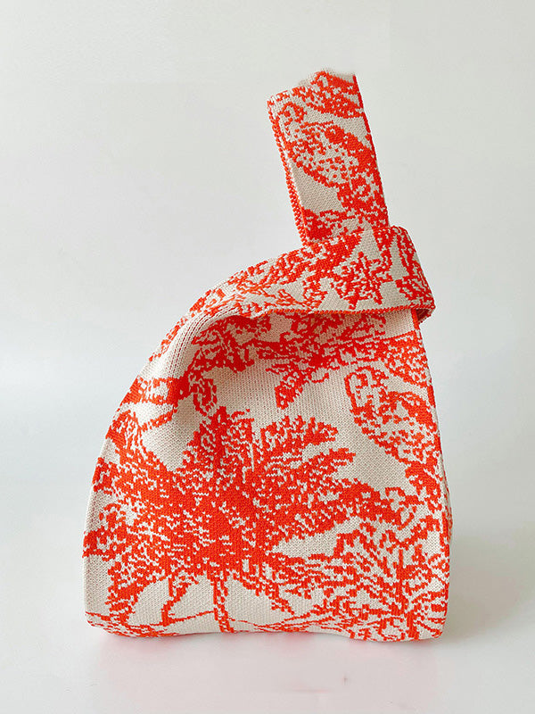 Sac à main imprimé tressé couleur contrastée