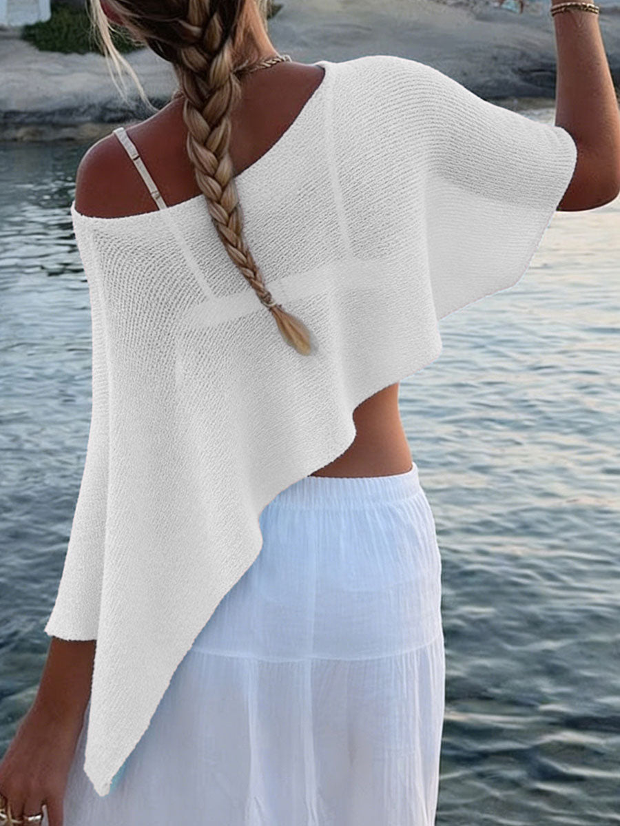 Irrégularité Cape transparente à une épaule de couleur unie