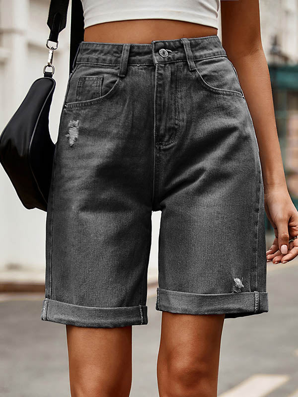 Short ample boutonné taille haute, à poches