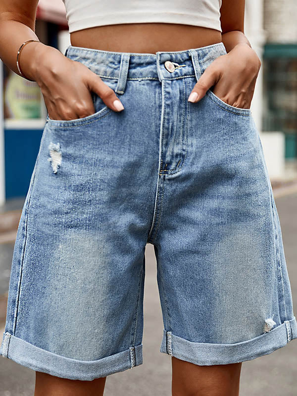 Short ample boutonné taille haute, à poches