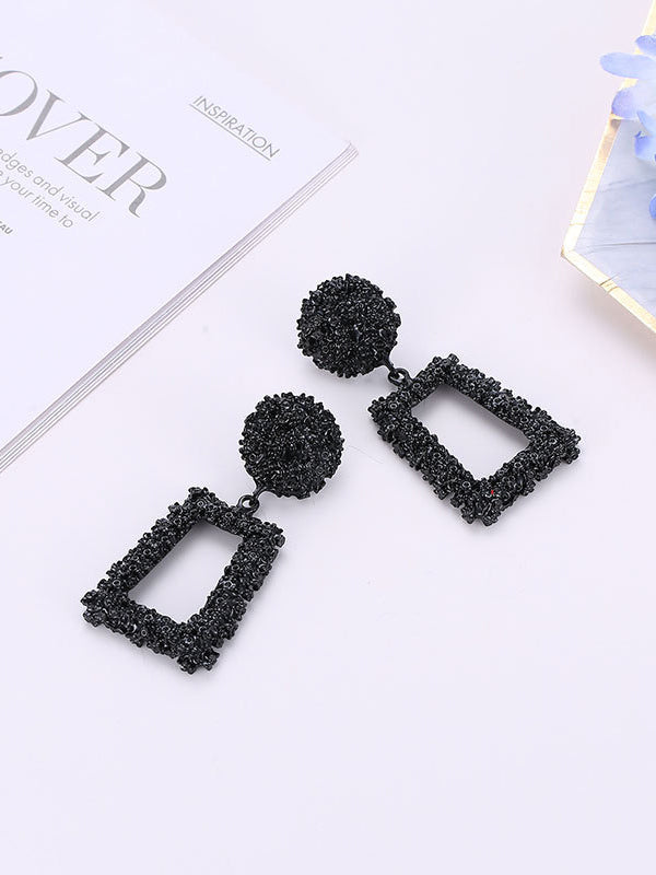 Boucles d'oreilles pendantes géométriques ajourées couleur unie