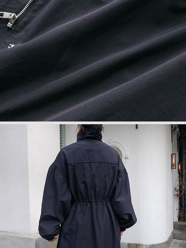 Vêtements d'extérieur longs amples à taille élastique de couleur unie