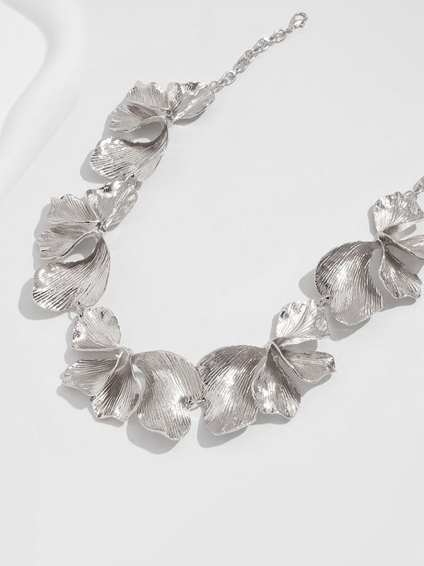 Collier à imprimé floral, couleur unie