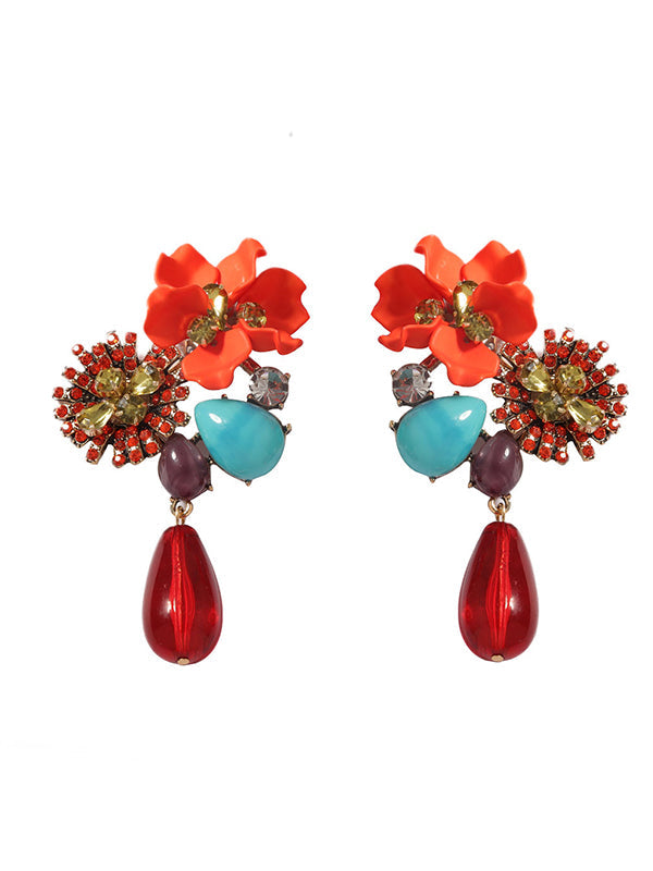 Boucles d'oreilles géométriques en forme de fleur, en forme de goutte