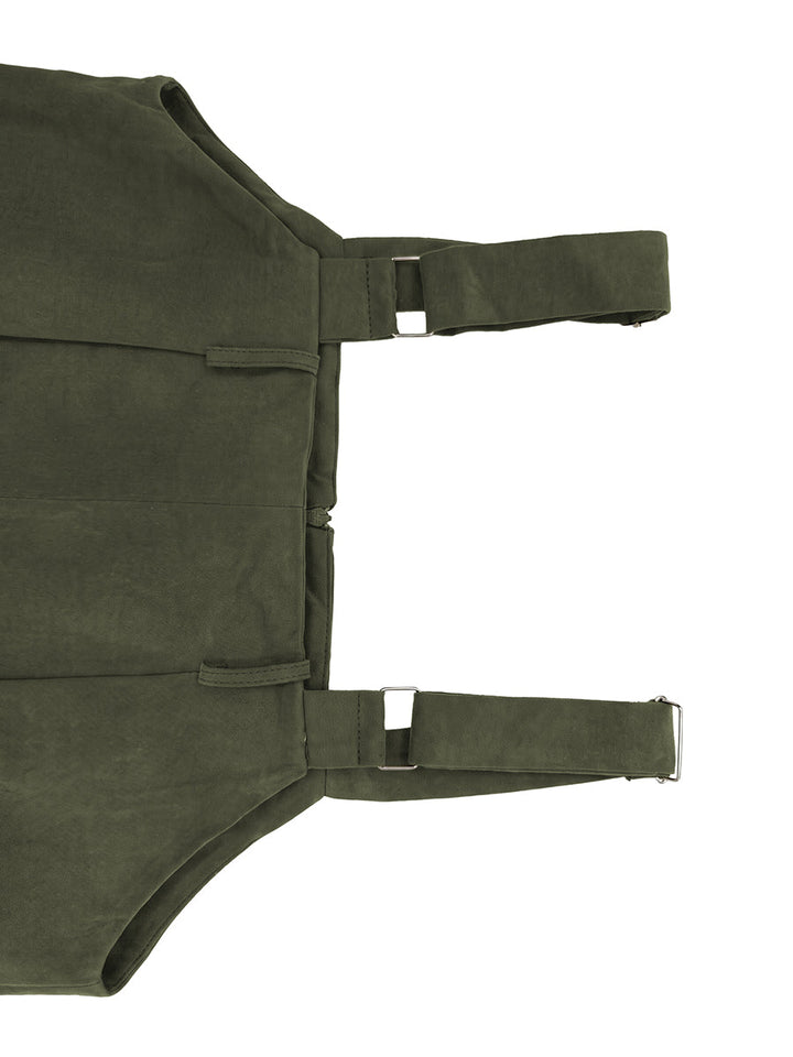 Salopette avec ceinture, à jambes larges, sans manches, à fines bretelles, couleur unie