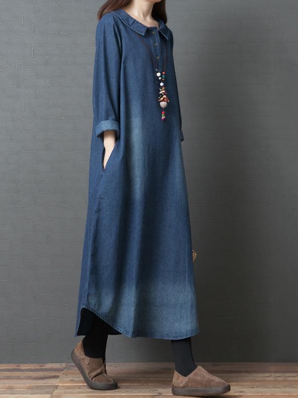 Robe longue ample en jean