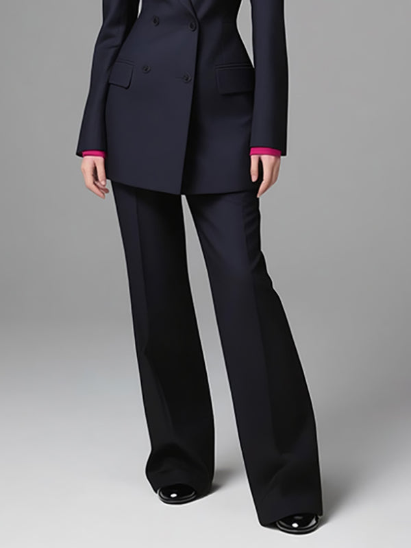 Pantalon de tailleur taille haute, couleur unie
