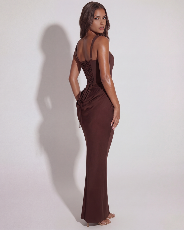 Claudia | Robe de soirée drapée à encolure carrée pour femmes