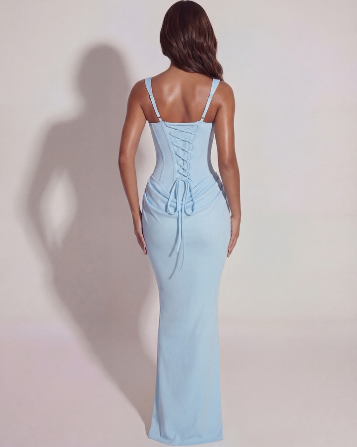 Claudia | Robe de soirée drapée à encolure carrée pour femmes
