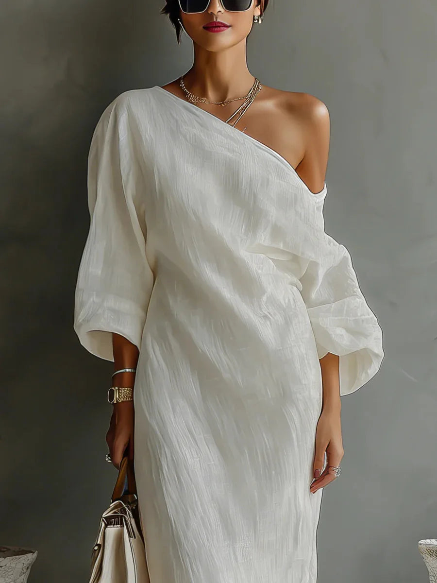 Clementine | Robe Maxi Asymétrique à Épaule Dénudée pour Femmes