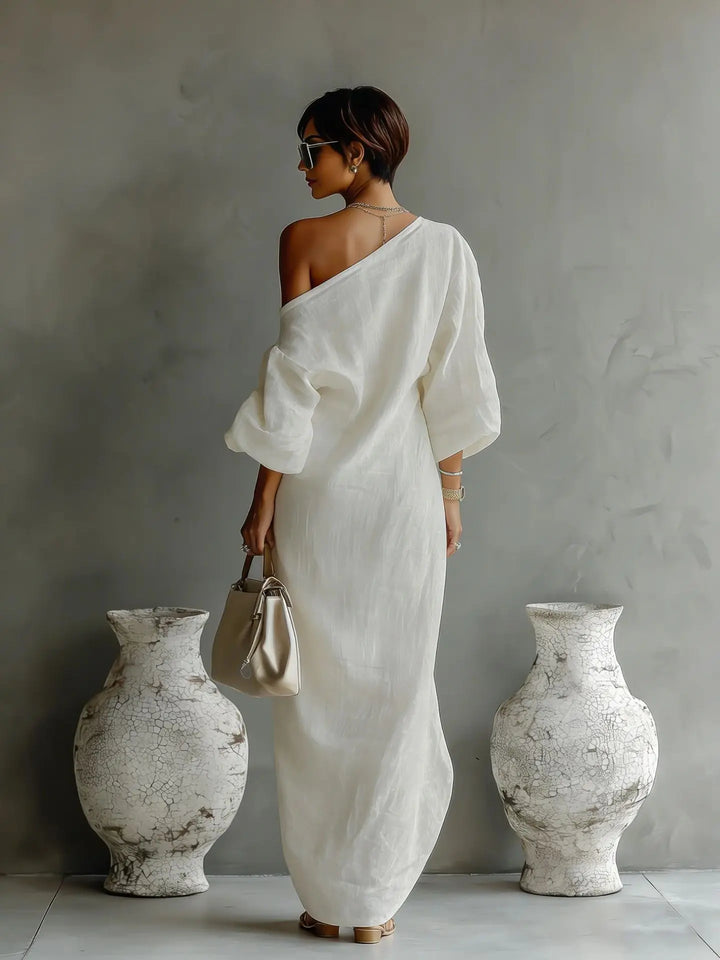 Clementine | Robe Maxi Asymétrique à Épaule Dénudée pour Femmes
