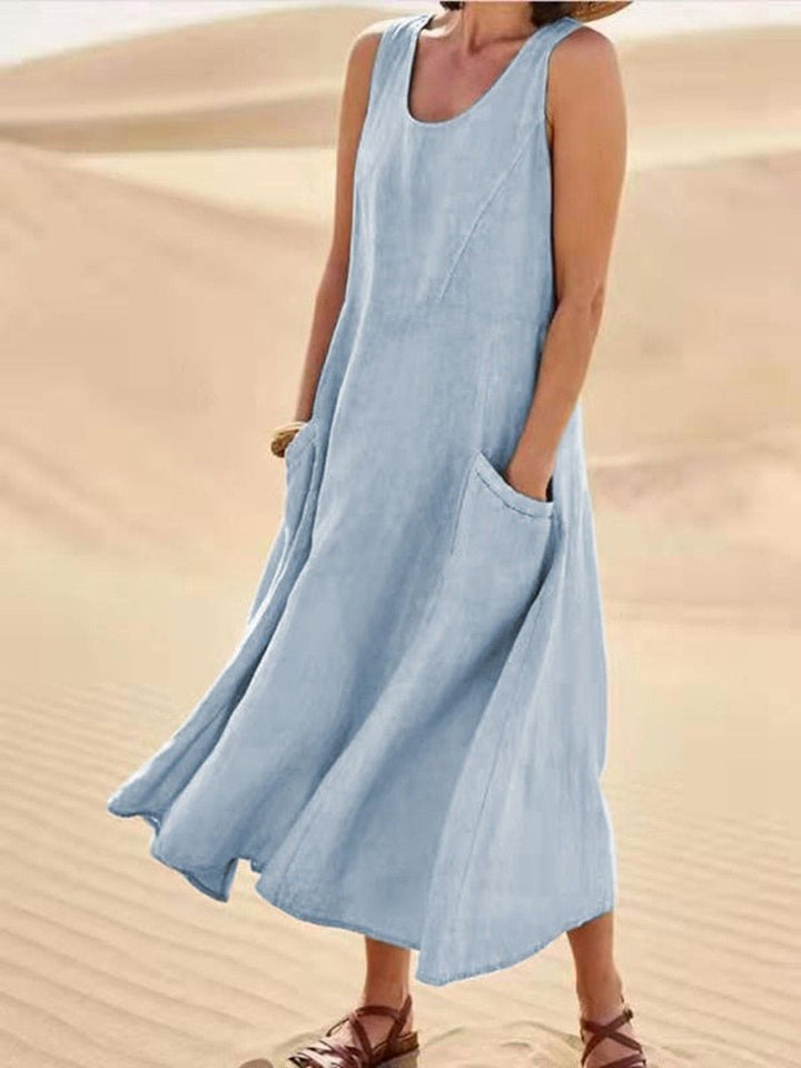 Dana | Robe Maxi Sans Manches Décolleté en U