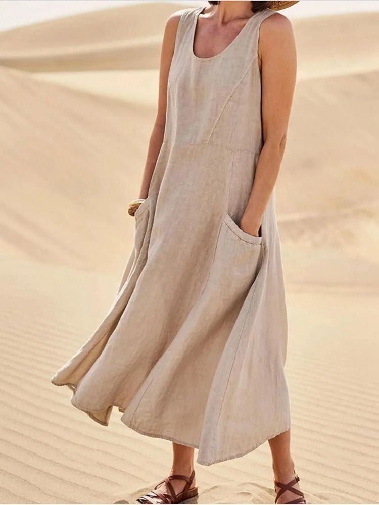 Dana | Robe Maxi Sans Manches Décolleté en U