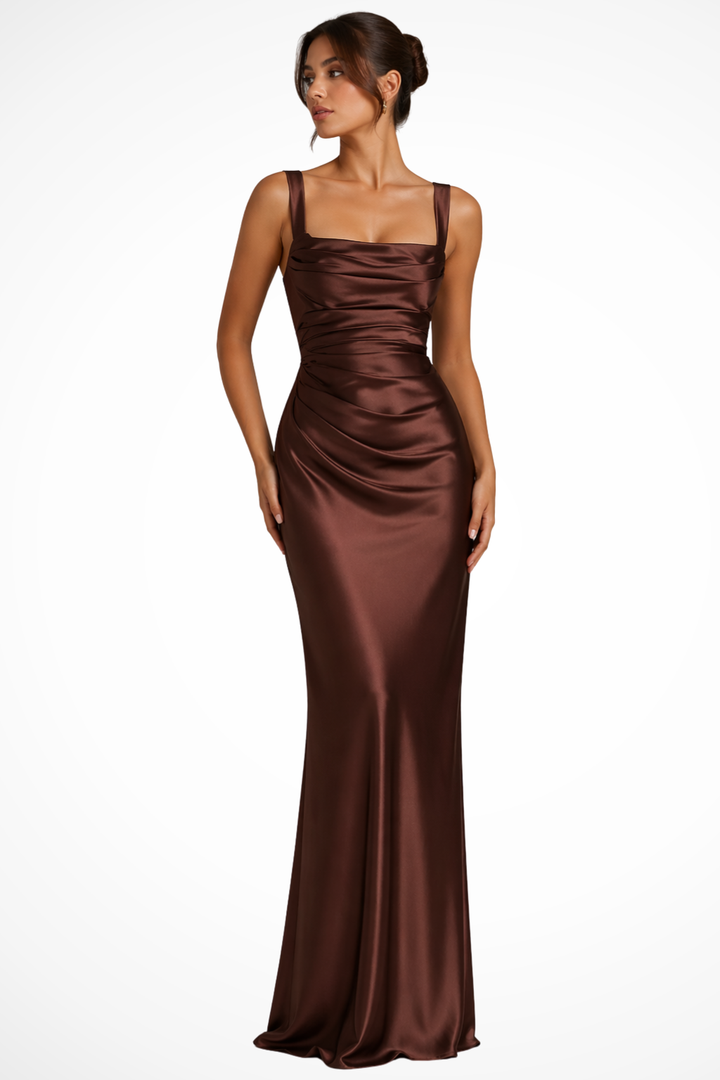 Mona | Robe Maxi Invité de Mariage Élégante à Encolure Carrée pour Femmes