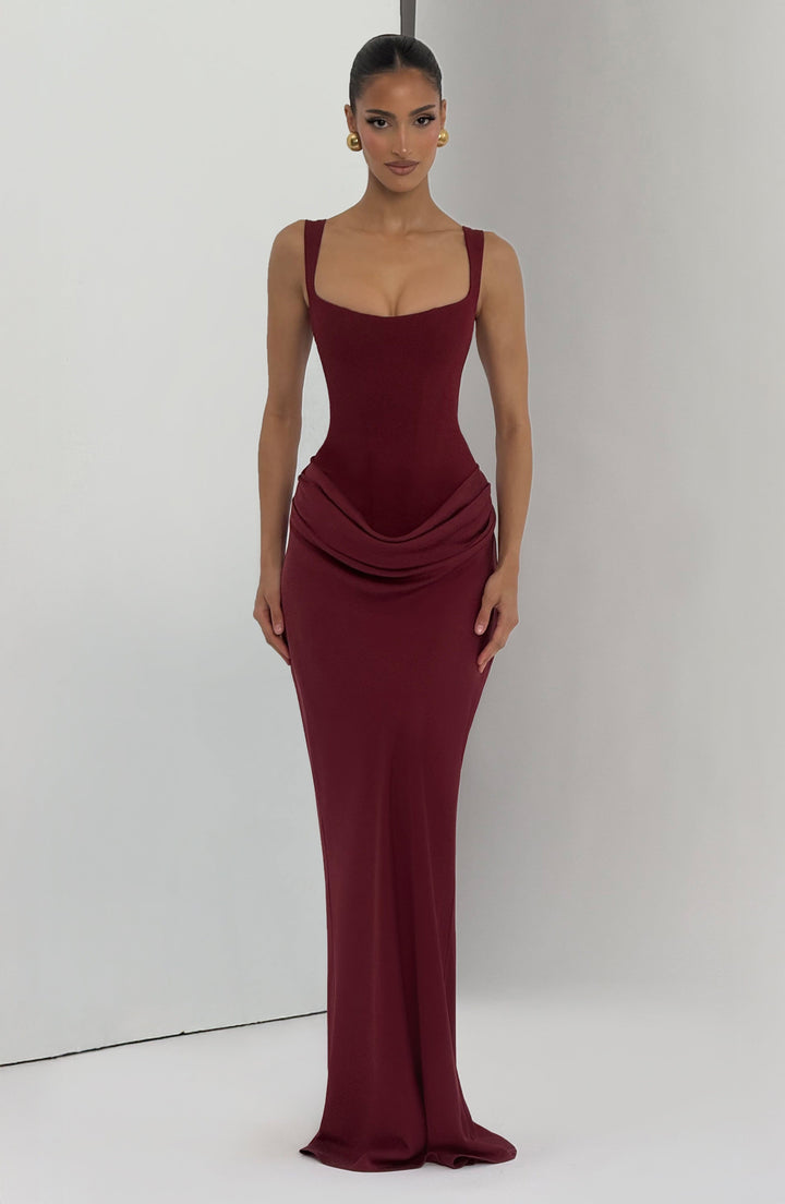 Justine | Robe de soirée maxi drapée élégante pour femmes