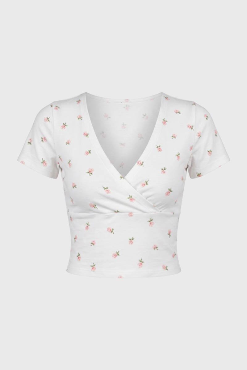 Crop Top Femme - Style Croisé | Décolleté en V avec manches courtes