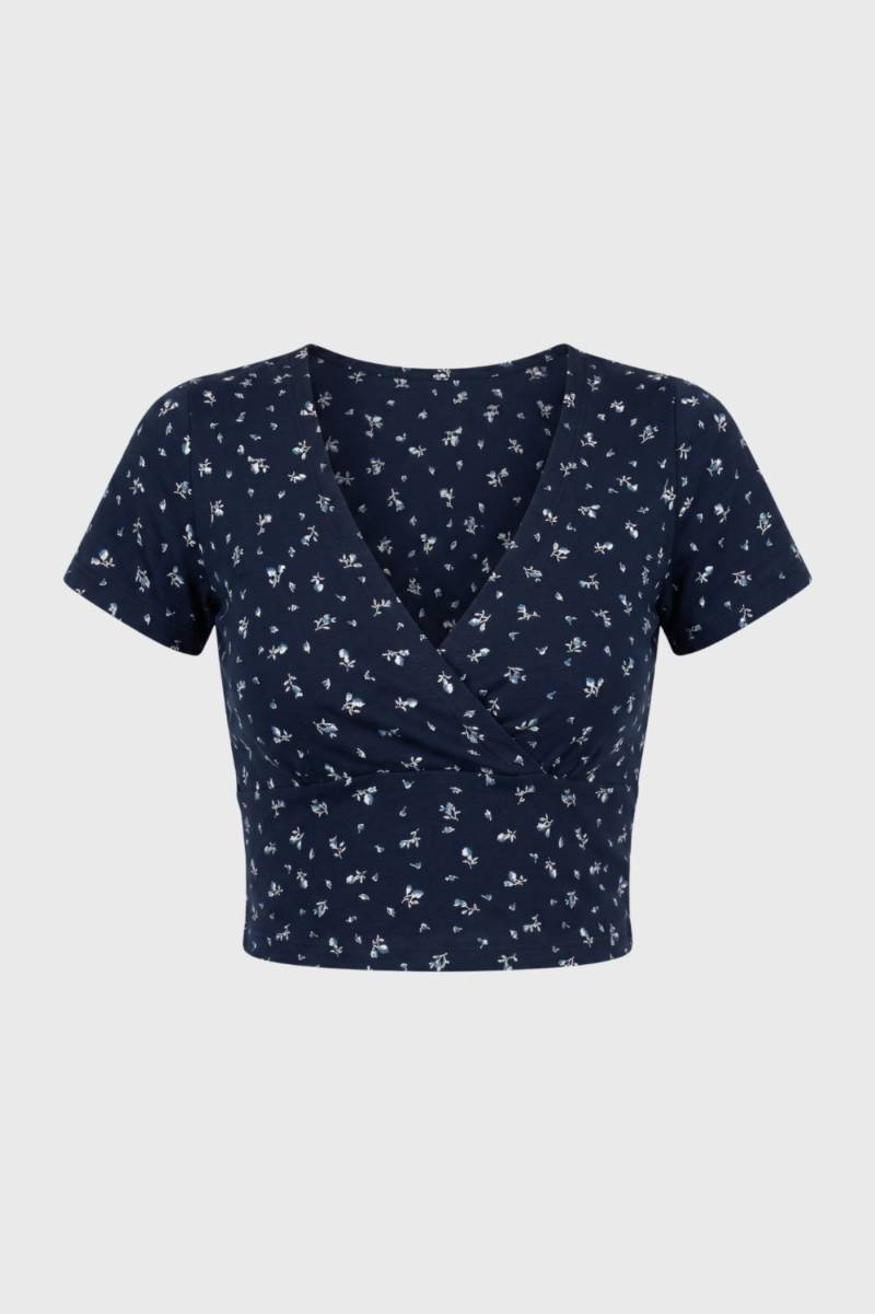 Crop Top Femme - Style Croisé | Décolleté en V avec manches courtes