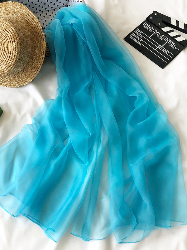 Écharpe transparente anti-UV, couleur unie