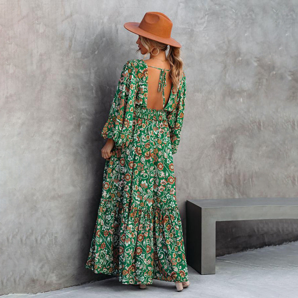 Mikaela - Robe maxi boho à motifs floraux et style romantique