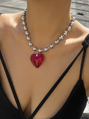 Collier perlé brillant délicat en forme de cœur