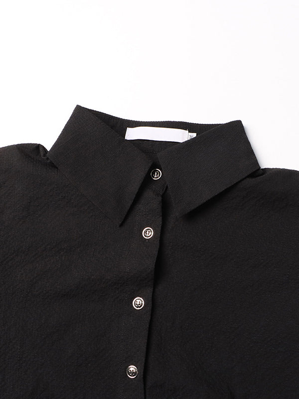 Robe chemise ample boutonnée à manches longues, avec ceinture, à col revers