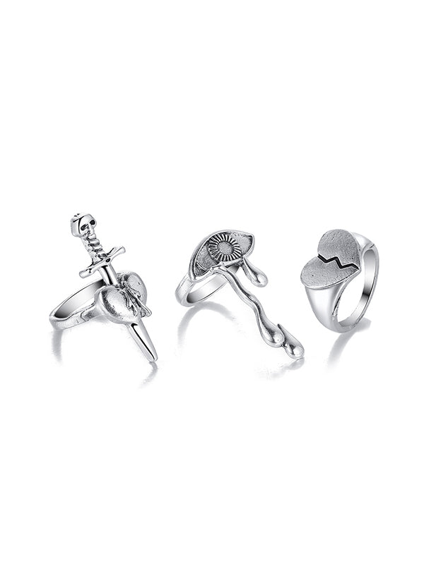 3 pièces d'anneaux en forme d'oeil en forme de cœur, accessoires