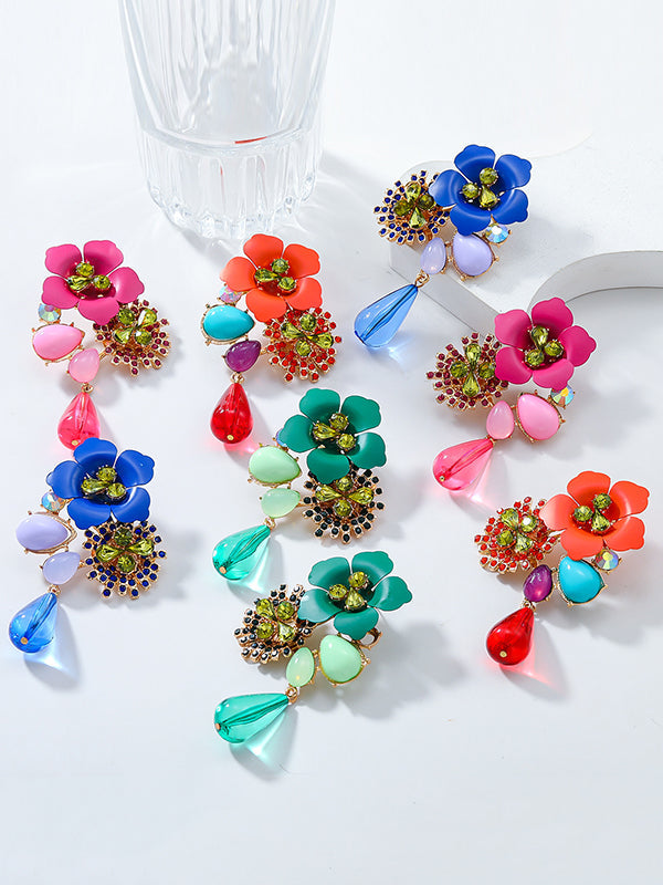 Boucles d'oreilles pendantes en forme de fleur