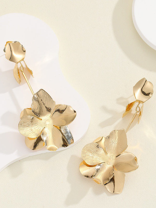 Boucles d'oreilles pendantes géométriques en forme de fleur