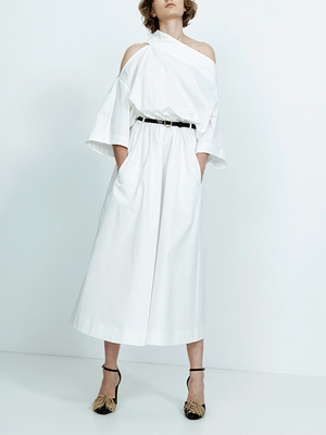 Robe ample à épaules dénudées, couleur unie