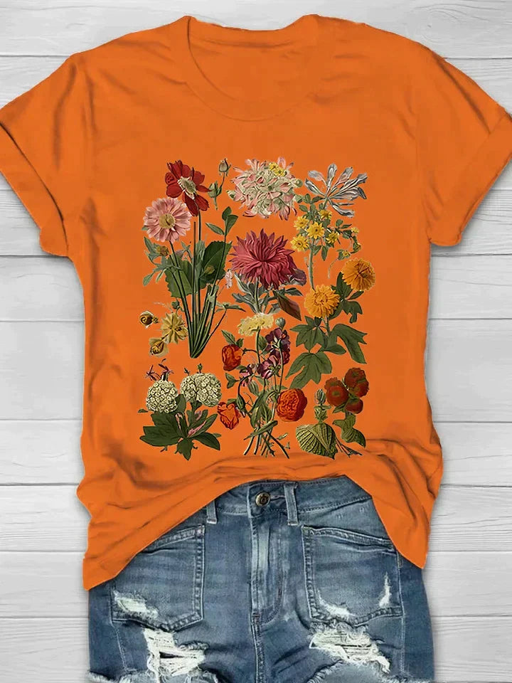 Lorelei - T-shirt Femme Imprimé Fleurs Vintage