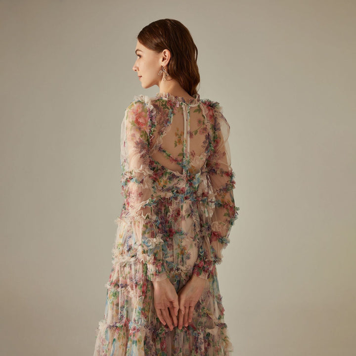 Viola - Robe maxi transparente à imprimé floral pour le printemps