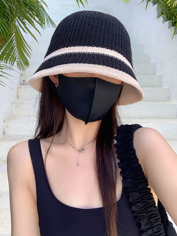 Chapeau bob tressé anti-UV, couleur contrastée