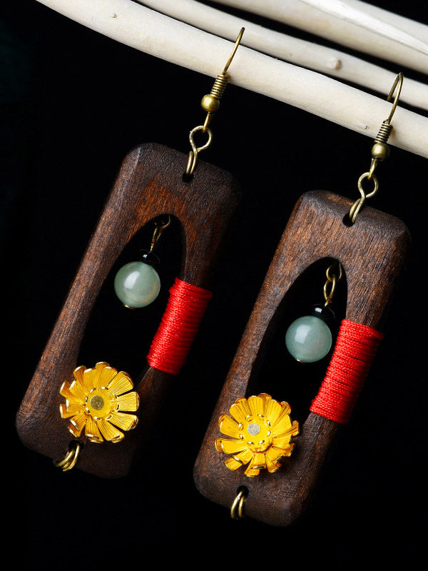 Accessoires de boucles d'oreilles en bois à empiècements à géométrie originale