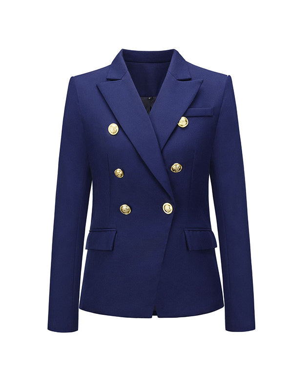 Blazer boutonné à manches longues, à col cranté