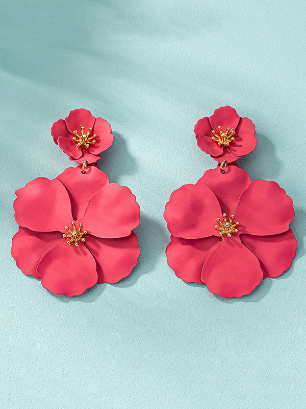 Parure boucles d'oreilles pendantes et boucles d'oreilles en forme de fleur