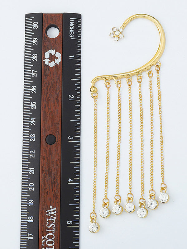 Accessoires de crochet d'oreille à glands en strass creux en forme de fleur