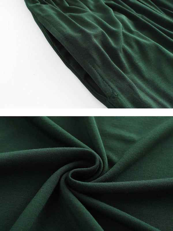 T-shirt décontracté à manches courtes, col en V, couleur unie – Ensemble pantalon et pyjama Rawstring