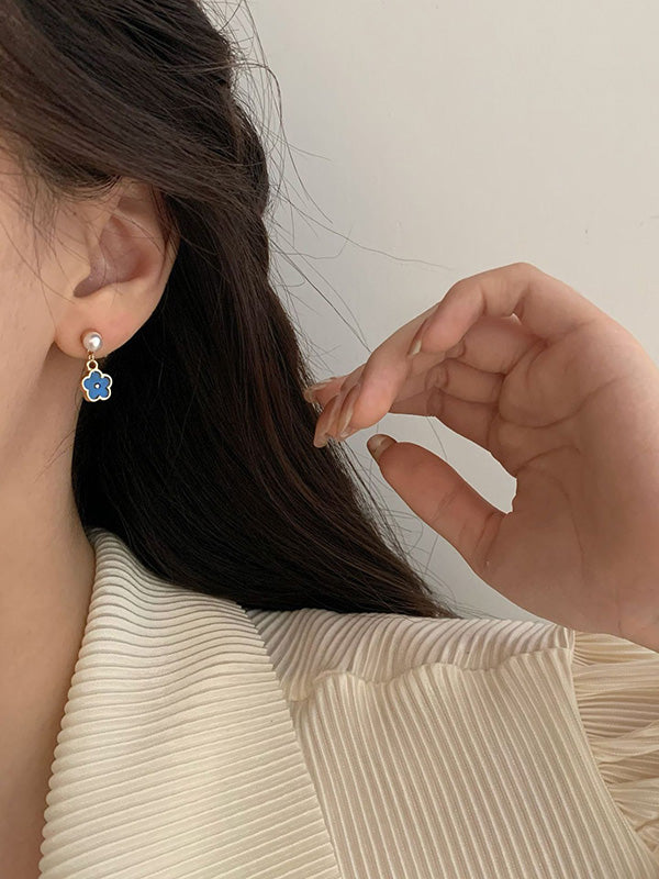 Accessoires de boucles d'oreilles en forme de fleur à géométrie vintage