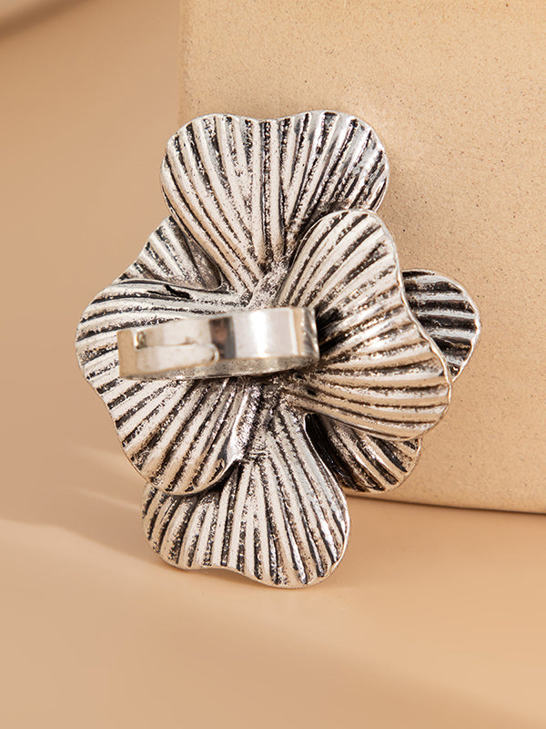 Bague géométrique à coupe irrégulière, en forme de fleur